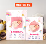 Geburtsanzeige mit Magnet für Mädchen