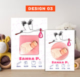 Geburtsanzeige mit Magnet für Mädchen