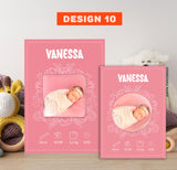 Geburtsanzeige mit Magnet für Mädchen